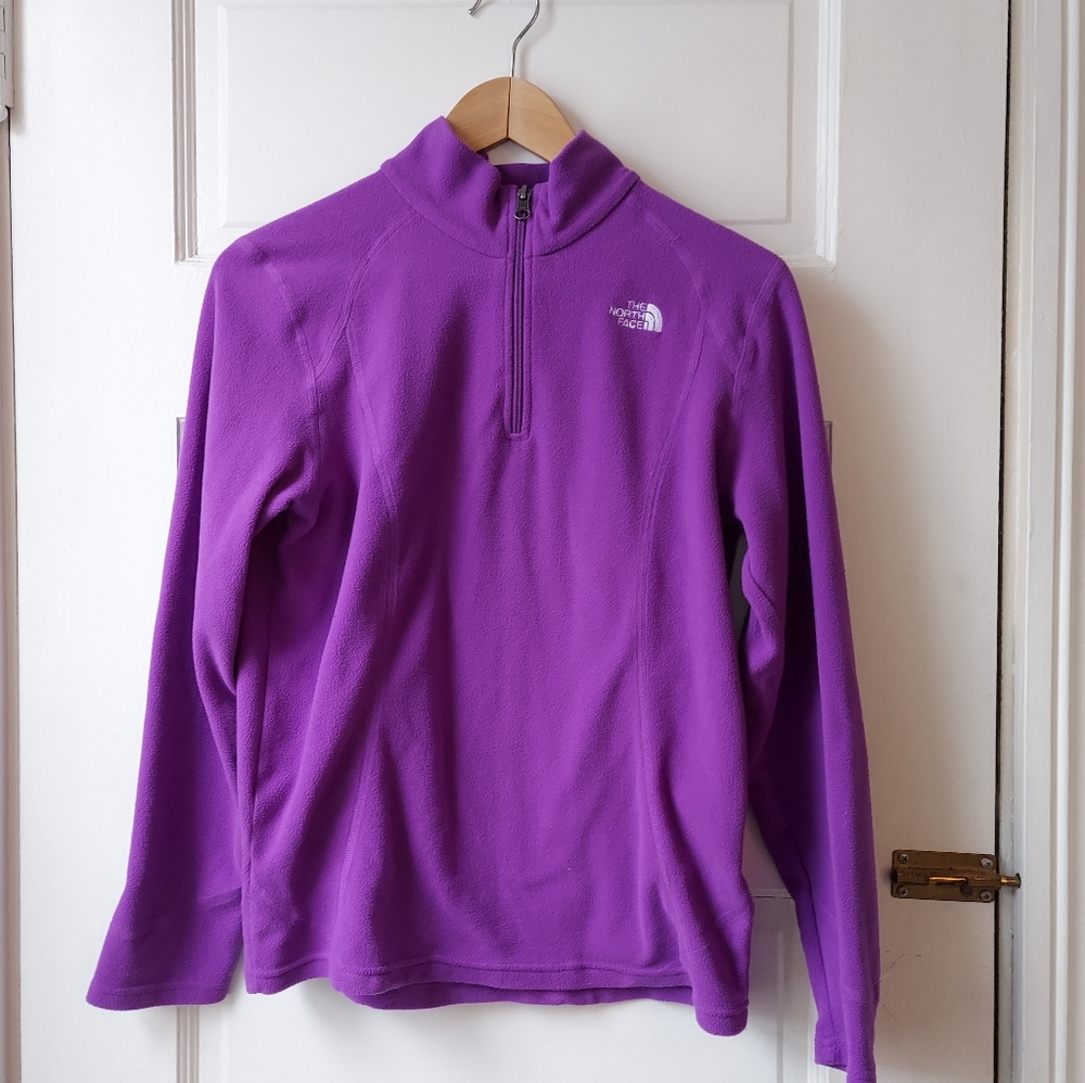EUC The North Face girls size XL/18 purple mock turtleneck half zip fleece